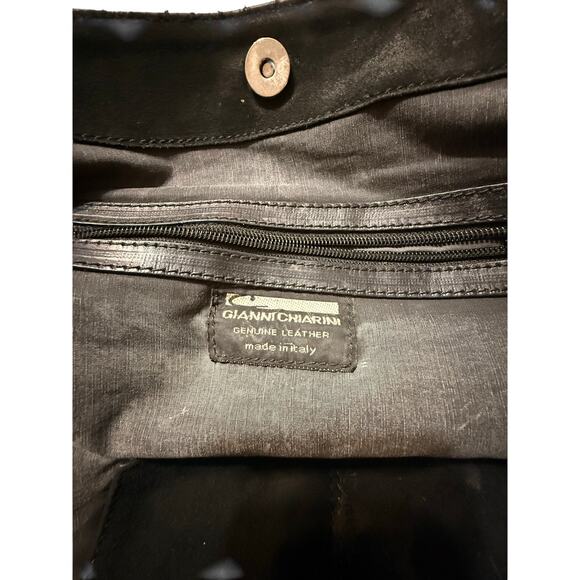 Gianni Chiarini Large Black Suede & Leather Tote Bag – Made in Italy - Picture 4 of 5
